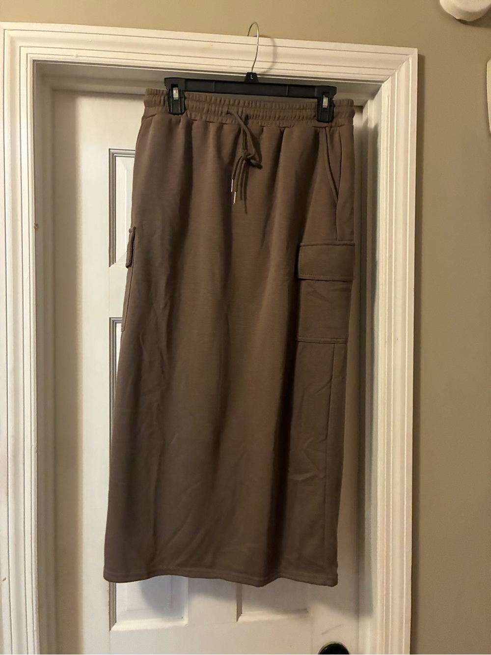 She + Sky Brown Midi Cargo Sweat Skirt